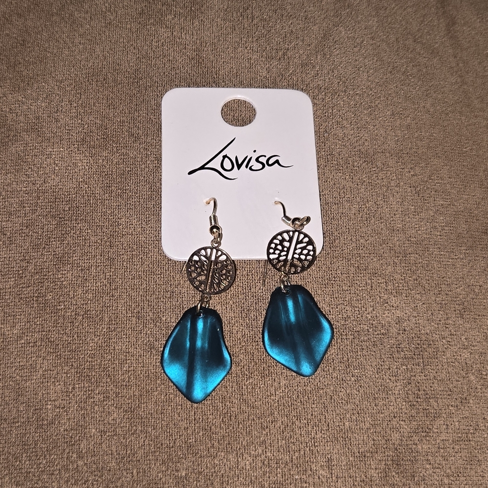 Lovisa Teal and Gold Leaf Drop Earrings